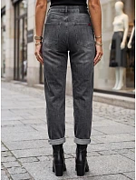 Jeansy damskie mom fit z wysokim stanem szare FashionStreet UY3114