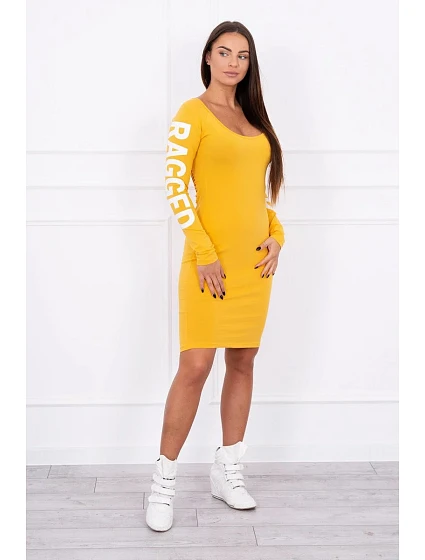 model 18742628 šaty hořčicové barvy - K-Fashion