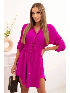 Šaty se zapínáním na knoflíky a zavazováním v pase fialka