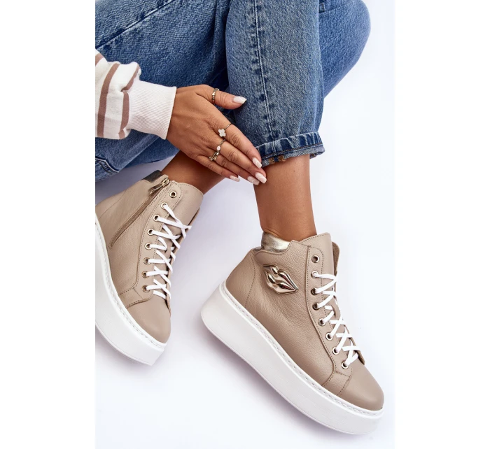 Dámské vysoké tenisky na zip Lemar Bež Katerin Dámské vysoké tenisky na zip Lemar Bež Katerin