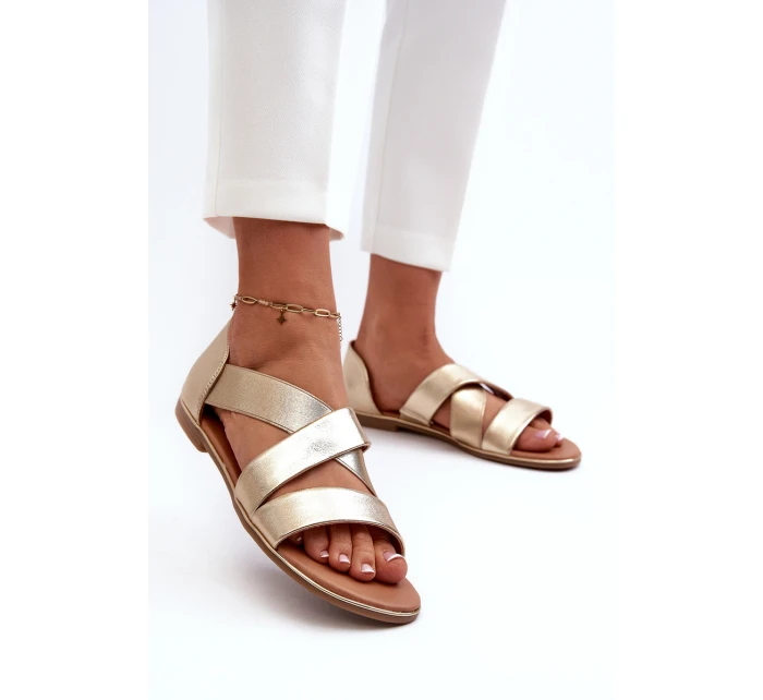 Kožené sandály se šněrováním Zlatá model 21657952 - EVENTO Kožené sandály se šněrováním Zlatá model 21657952 - EVENTO