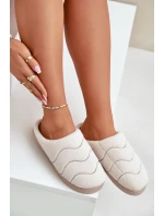 Kožené Teplé Pantofle Dámské Béžové model 21677604 - Boto