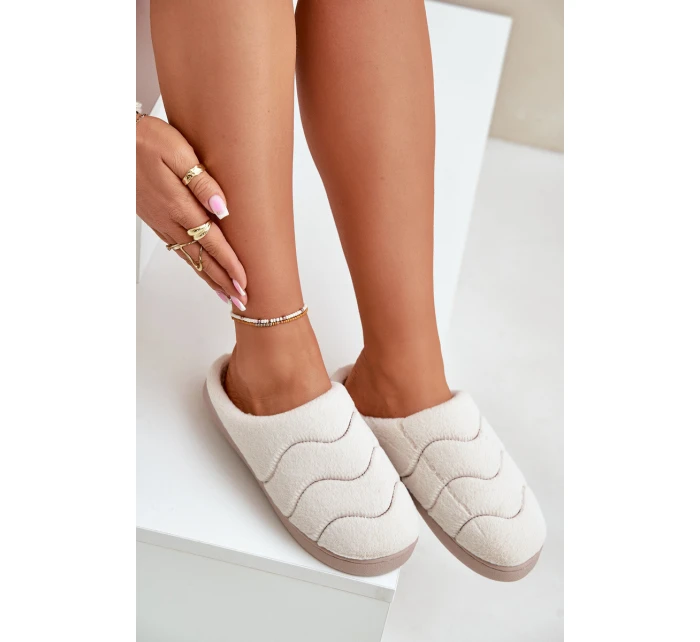 Kožené Teplé Pantofle Dámské Béžové model 21677604 - Boto