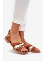 model 21684117 Dámské kožené sandály hnědé - Zazoo