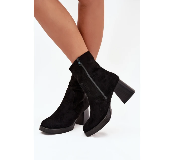 Dámské Botky Na Podpatku Z Eko Semiše Se Zipem Černé Serinna Dámské Botky Na Podpatku Z Eko Semiše Se Zipem Černé Serinna