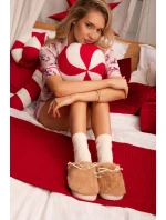 Kožešinové pantofle s mašlí Camel Minella