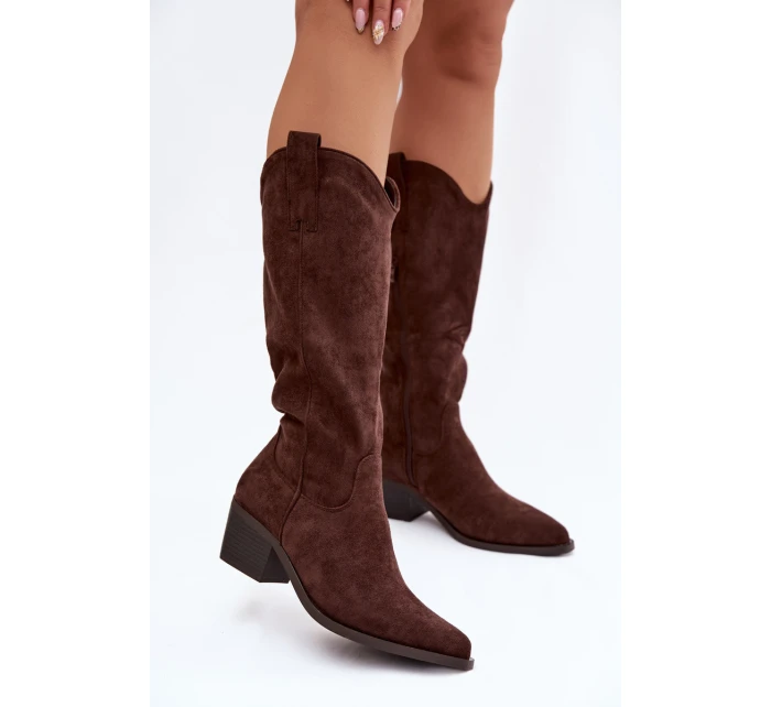 Kozačky Kovbojky Dámské Čokoládové model 21821842 - Boto Kozačky Kovbojky Dámské Čokoládové model 21821842 - Boto
