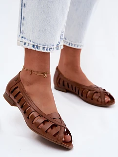 Kožené síťované baleríny Maciejka P7540-29 Hnědé