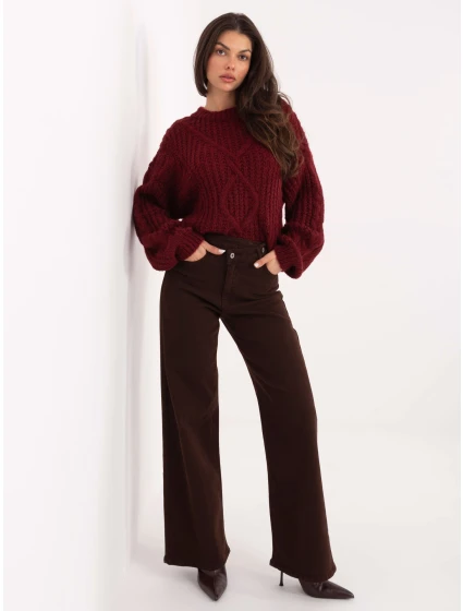 Spodnie jeans SP  ciemny brązowy model 21776455 - FPrice