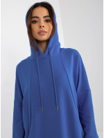 Základní tmavě modré midi sportovní šaty s kapucí