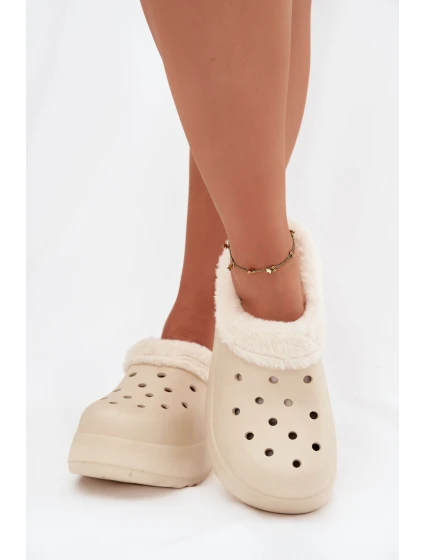 Dámské pěnové pantofle zateplené kožíškem – béžové Palvine Dámské pěnové pantofle zateplené kožíškem – béžové Palvine