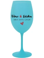 VÍNO A LÁSKA: OBOJÍ ZRAJE ČASEM - tyrkysová sklenice na víno 350 ml