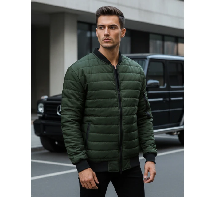 Pánská prošívaná bunda bomber zelená TX2211A Pánská prošívaná bunda bomber zelená TX2211A