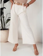 Dámské kalhoty s širokými nohavicemi ALZUR ecru FashionStreet UY1898