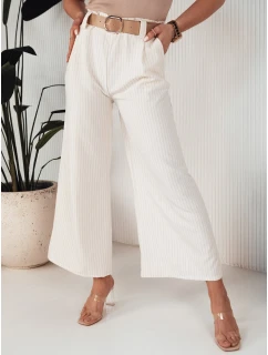 Dámské kalhoty s širokými nohavicemi ALZUR ecru FashionStreet UY1898