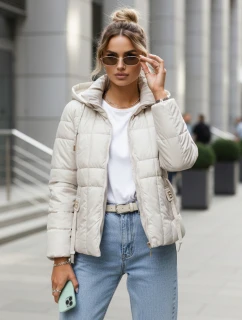 Dámská prošívaná bunda s kapucí světle šedá FashionStreet TY5584