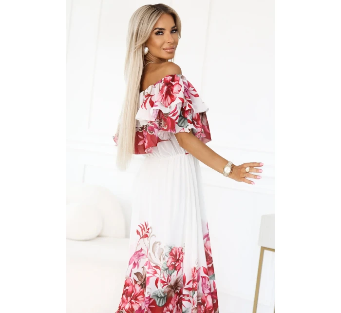 Dlouhé letní španělské šaty s červeným květinovým model 21176213 - numoco basic