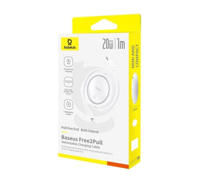 Baseus Free2Pull 20W 1m kabel (bílý)