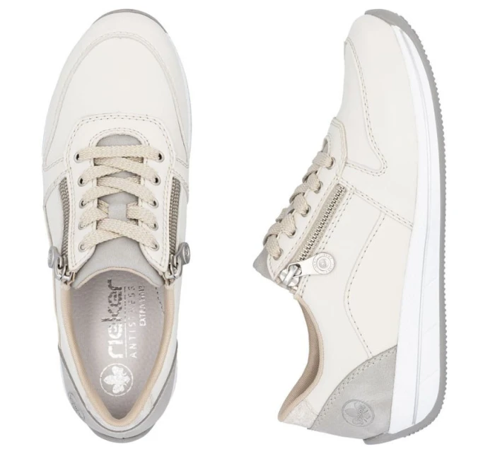 Dámská krémová kožená sportovní polobotka model 21910625 - Rieker Dámská krémová kožená sportovní polobotka model 21910625 - Rieker