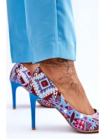 Módní kožené boty Lewski na vysokém podpatku model 21615964 Modrá červená - Boto