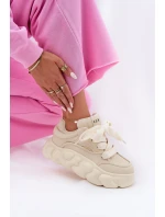 Dámské Kožené Tenisky Na Masivní Platformě GOE RR2N4043 Béžové