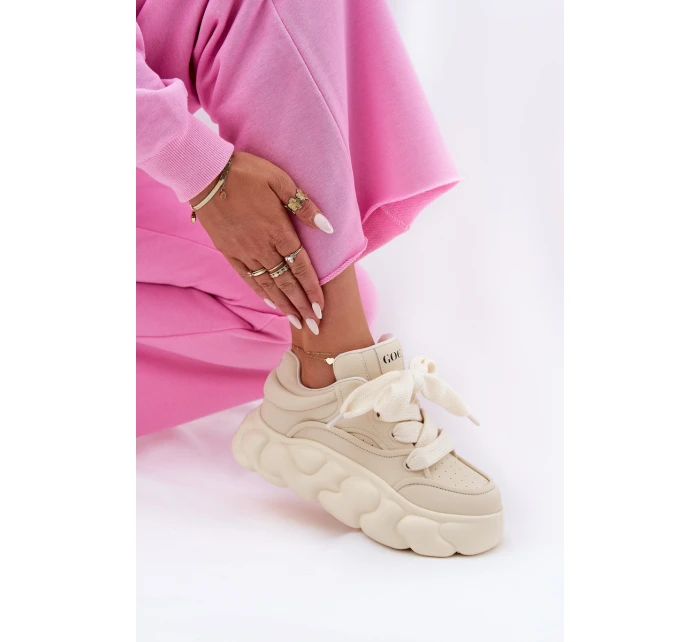 Dámské Kožené Tenisky Na Masivní Platformě GOE RR2N4043 Béžové
