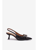 Lodičky Na Podpatku S Mašlí Černé Folesca