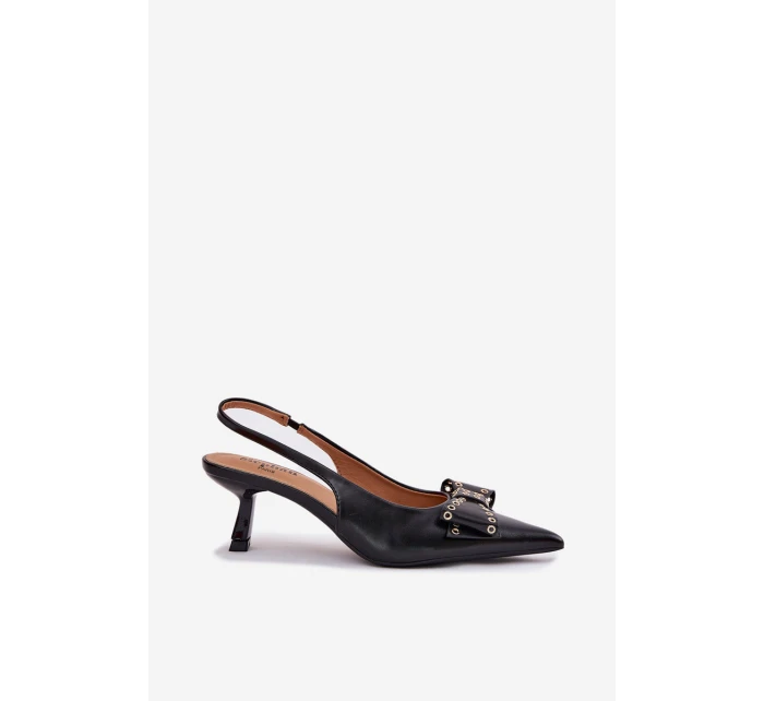 Lodičky Na Podpatku S Mašlí Černé Folesca