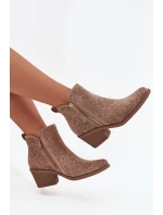 Dámské kovbojky na podpatku béžové model 21713537 - S.Barski Dámské kovbojky na podpatku béžové model 21713537 - S.Barski