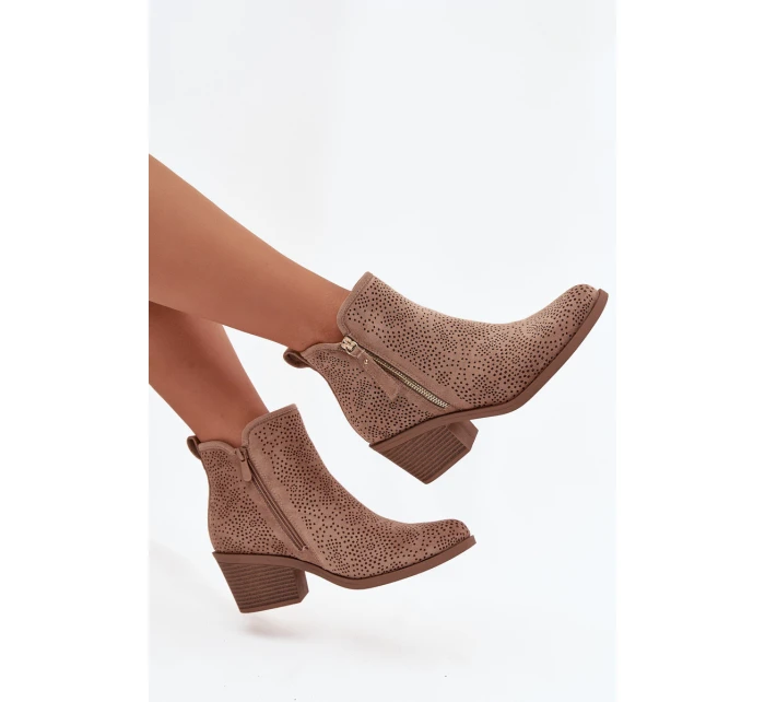 Dámské kovbojky na podpatku béžové model 21713537 - S.Barski Dámské kovbojky na podpatku béžové model 21713537 - S.Barski