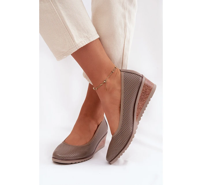 Dámské polobotky na platformě Vinceza 58629 tmavě béžové