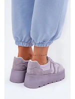 Semišové tenisky na platformě model 22095146 fialové - Goe