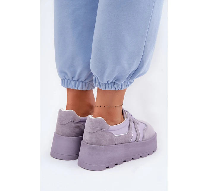 Semišové tenisky na platformě model 22095146 fialové - Goe
