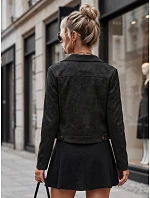 Dámská semišová bunda na druky, černá, FashionStreet TY5880 Dámská semišová bunda na druky, černá, FashionStreet TY5880