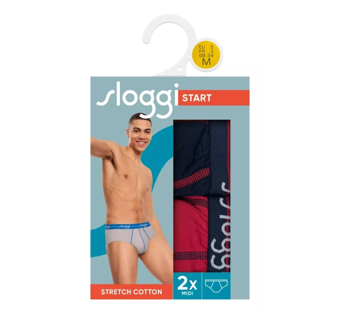 Pánské slipy Start Midi C2P box - BLUE - DARK COMBINATION - kombinace modré M008 - SLOGGI Pánské slipy Start Midi C2P box - BLUE - DARK COMBINATION - kombinace modré M008 - SLOGGI