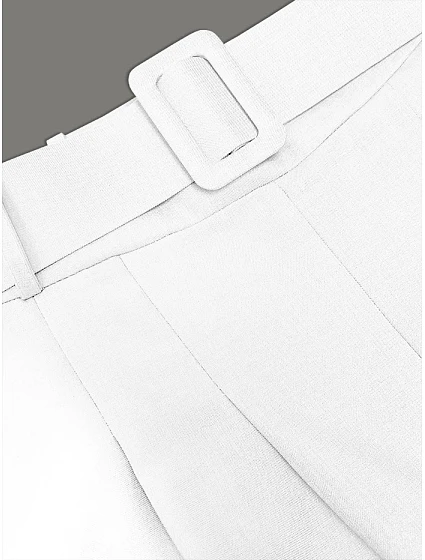 Elegantní bílé dámské kalhoty s opaskem model 20152230 - MADE IN ITALY Elegantní bílé dámské kalhoty s opaskem model 20152230 - MADE IN ITALY