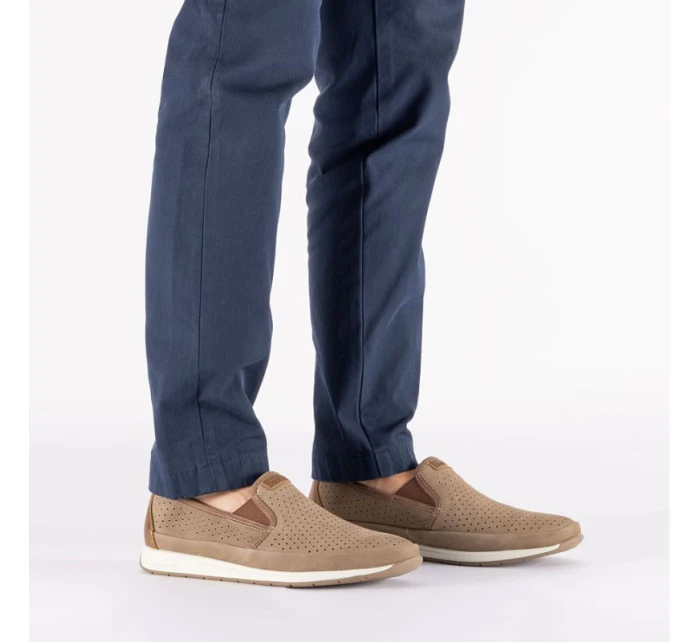 Skórzane męskie  brązowe model 22034143 - Rieker