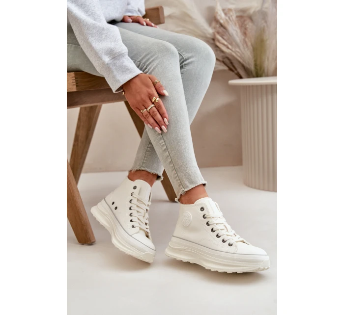 Dámské Tenisky Na Platformě Eko Kůže Big Star OO274064 Bílé Dámské Tenisky Na Platformě Eko Kůže Big Star OO274064 Bílé