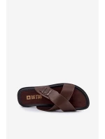 Kožené Pánské Pantofle S Přezkou Big Star model 21693021 Hnědé - Big Star Shoes Kožené Pánské Pantofle S Přezkou Big Star model 21693021 Hnědé - Big Star Shoes