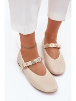 Dámské Baletky S Páskem A Zlatými Přezkami Béžové model 21699396 - Boto