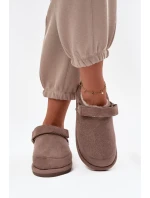 Dámské pantofle s páskem Vyhřívané s kožíškem Tmavě béžové Rilena Dámské pantofle s páskem Vyhřívané s kožíškem Tmavě béžové Rilena