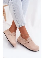 Dámské polobotky Eco semiš s zlatým přezkou Béžové model 22038385 - Boto