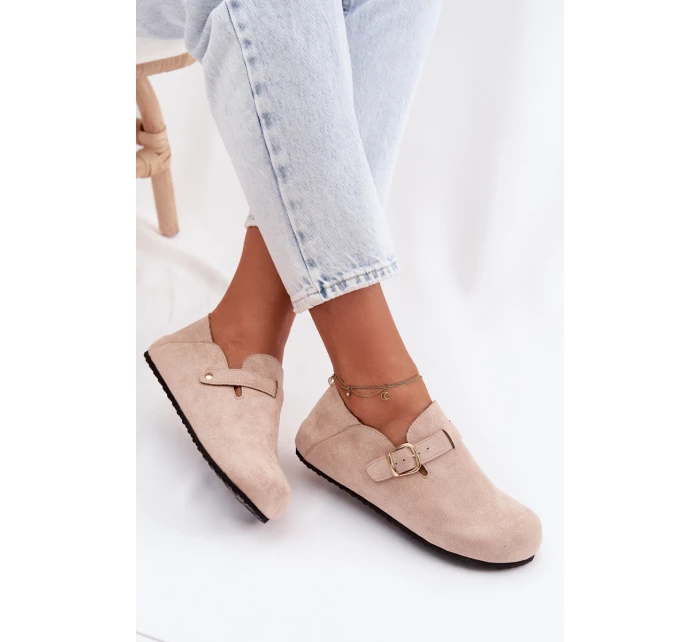 Dámské polobotky Eco semiš s zlatým přezkou Béžové model 22038385 - Boto