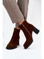 Dámské semišové botky Vinceza – na sloupkovém podpatku, hnědé Dámské semišové botky Vinceza – na sloupkovém podpatku, hnědé