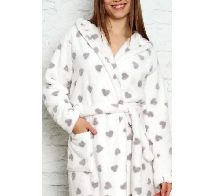 Dámský župan 3013 bílý se srdíčky - CoCoon Dámský župan 3013 bílý se srdíčky - CoCoon