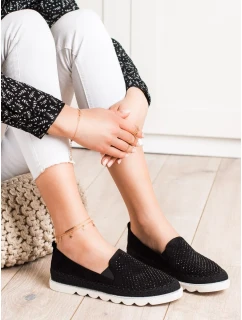 Exkluzívní dámské černé  polobotky bez podpatku