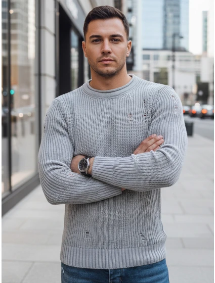 Pánský světle šedý svetr Dstreet model 21966892 - FashionStreet Pánský světle šedý svetr Dstreet model 21966892 - FashionStreet