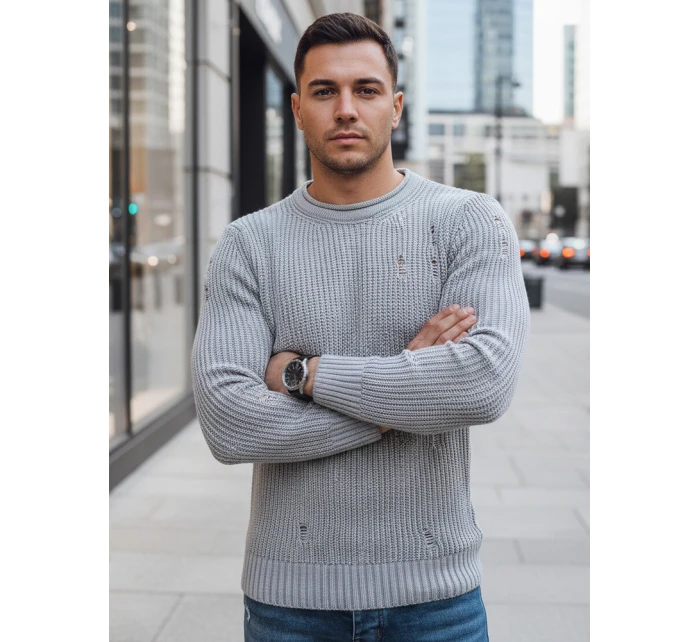 Pánský světle šedý svetr Dstreet model 21966892 - FashionStreet Pánský světle šedý svetr Dstreet model 21966892 - FashionStreet