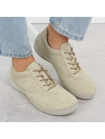 Dámské perforované béžové kožené polobotky model 21904669 - Rieker