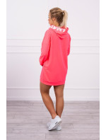 Oversize šaty s kapucí růžové neonové